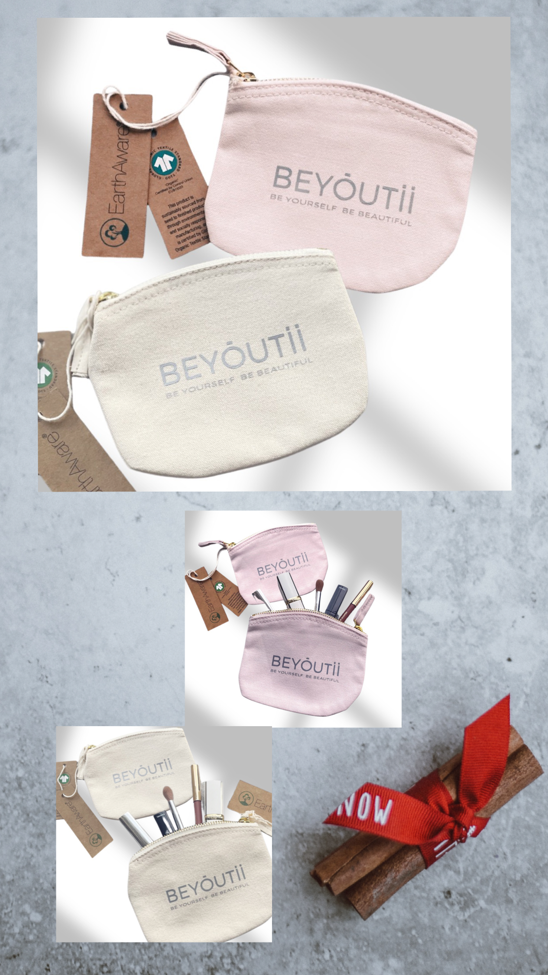 BEYOUTii Kosmetiktasche Organic Cotton / Bio-Baumwolle - rosé